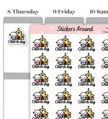 Church Day Planner Sticker, Religious Stickers for Calendar and Journal
