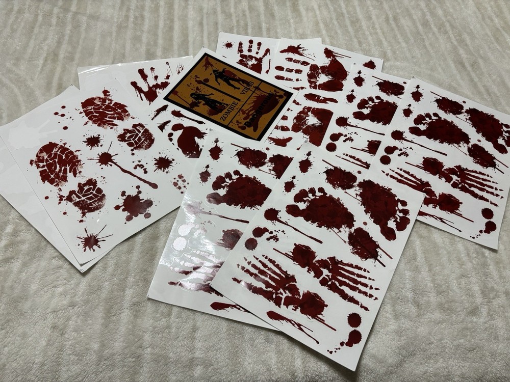 Bloody Handprints & Footprints Stickers (Some Are Missing)