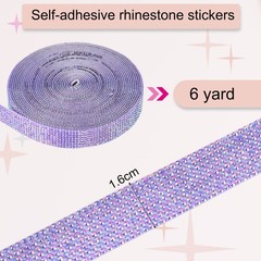 Self Adhesive Rhinestone Strips 6 Yards 0.6 Inch for Craft,Dark Purple AB