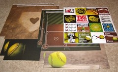 Reminisce Design 12×12 Dbl. Sided Paper Lot(8) w/Sticker ~ Game Day….Softball