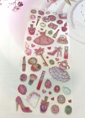 Gold Cottagecore Makeup Dresses Girly Pink Sticker Sheet Junk Journal