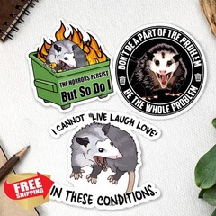 3pc Funny Possum Sticker 3″ Waterproof Vinyl Laptop Water Bottle Decal
