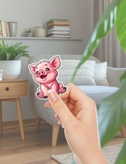 Happy Cartoon Pig Die Cut Vinyl Stickers Set Scrapbooking Laptop Waterbottle