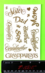 Family Member Words PSX Design Sticker Sheet Daughter Brother Sister Dad Mom