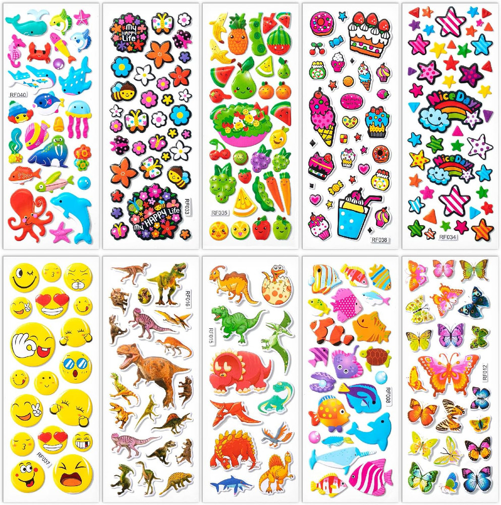 3D Puffy Stickers for Toddlers & Kids, 40 Sheets, 794 Pieces, Assorted Themes