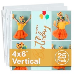 Dunwell 12×12 Scrapbook Page Protectors 4×6 Photo Sleeves 25-Pack 3-Ring Binder