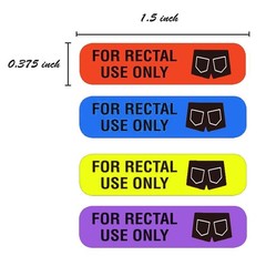 Rectal Use Only Stickers 1.5x.375 Adhesive Labels 504 Pcs Fluorescent Red Orange