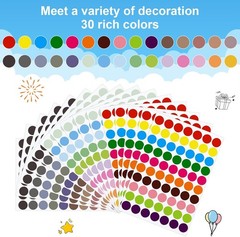 1050 Pcs Dot Stickers 3/4 Inch Colored Dot Stickers 30 Color Circle Coding Label