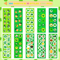 100 Sheets Shamrock Stickers, 1140Pcs St Patricks Day Decorations & Accessories