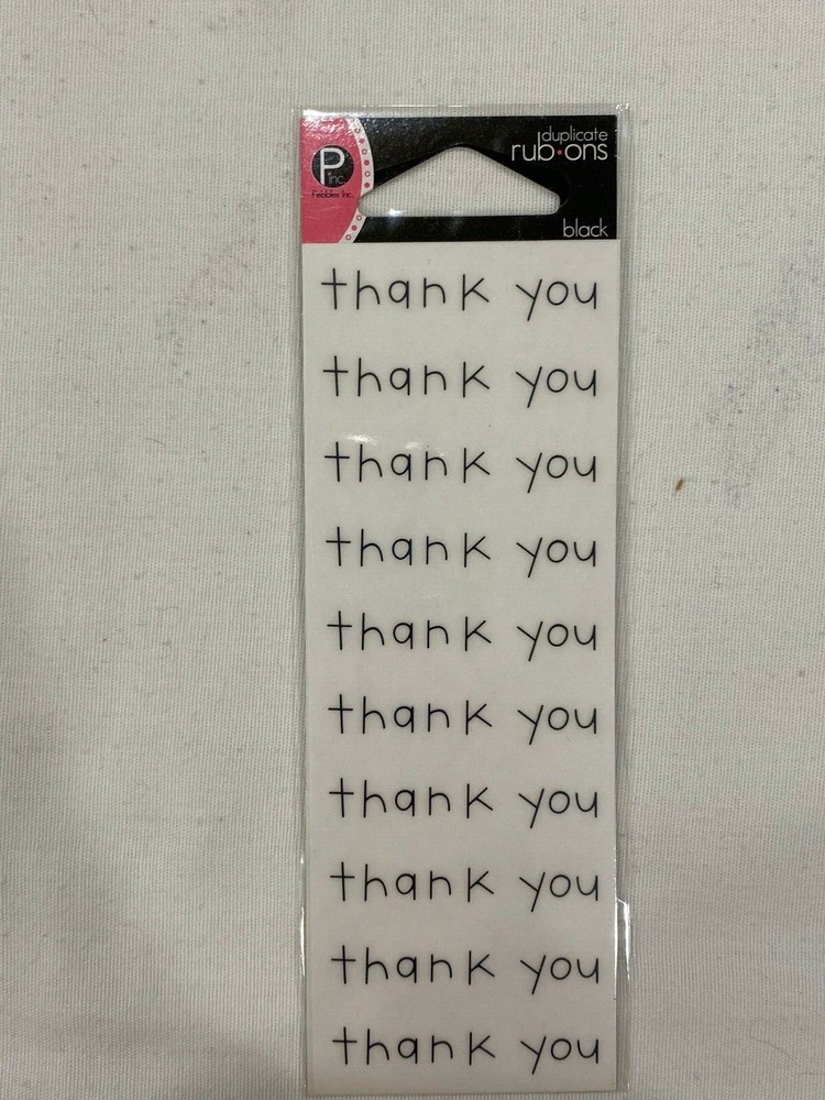 Pebbles Inc. Duplicate Rub-Ons ~ Black ~Thank You ~ Scrapbooking Crafts
