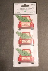 Hobby Lobby Christmas Red Trucks 3D Wood Stickers 3 Pieces NIP