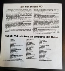 1972 MR. YUK Hennepin Regional Poison Center Sticker Sheets X2 Minneapolis MN