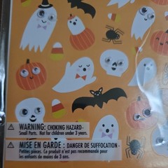 Halloween Stickers GHOSTS & PUMPKINS w/Google Eyes Sealed Pack (1) Sheet AGC