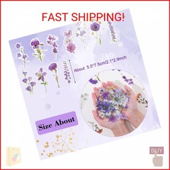 120 Pcs Transparent Flower Stickers for Scrapbooking PET Nature Plant Floral Sti
