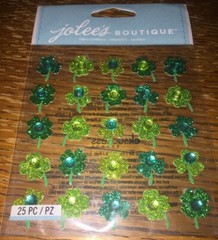 Jolees St Patrick’s Day 4 Leaf Clovers Repeats Good luck Gems Scrapbook Stickers