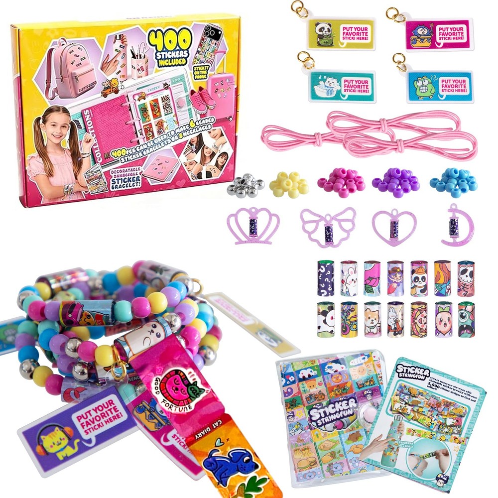 Creative Sticker Bracelet DIY Kit with 400 Mini Sticky Rolls – Wearable & Sha…