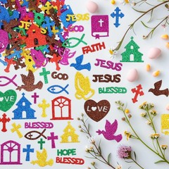Christian Glitter Stickers Religious Foam Stickers 360Pcs
