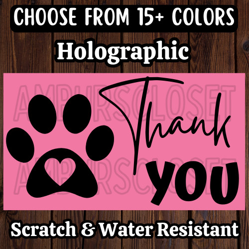 50 THANK YOU STICKERS 2.25″ LABELS SEALS PAW PRINTS CAT DOG LOVE HEART