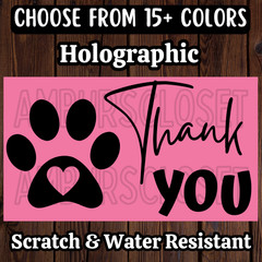 50 THANK YOU STICKERS 2.25″ LABELS SEALS PAW PRINTS CAT DOG LOVE HEART