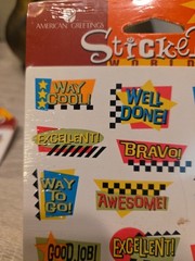 VTG AGC Motivational Stickers 8 Sheets Retro 90s Y2K Awesome Wow Good Job Super
