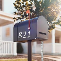 Mailbox Address Numbers, 3 Inch Reflective Decals, 5 Sets 0-9, White