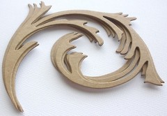 {3} *ELEGANT ROUND FLOURISH* Bare Unfinished Chipboard Die Cuts – 3 1/2″