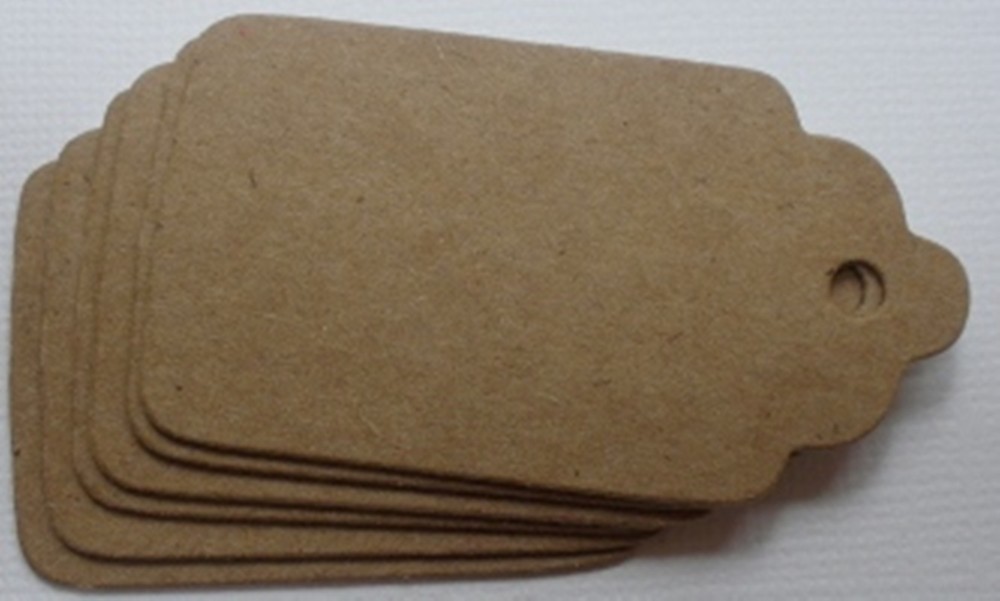 {8} SMALL SCALLOP TAG – Raw Bare Unfinished Chipboard Die Cuts – 2 1/8″