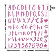 Glitter Letter Stickers 810 Pieces 10 Sheets Alphabet Number 1 Inch Pink