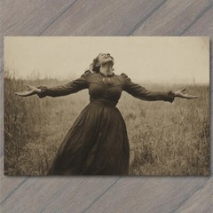 STICKER Laughing Woman Corn Field Dress Nostalgia Country Witch Halloween Retr