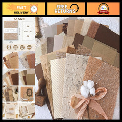 30 Pcs Vintage Textured Scrapbook Paper & Mesh, Junk Journal Supplies, Crafting