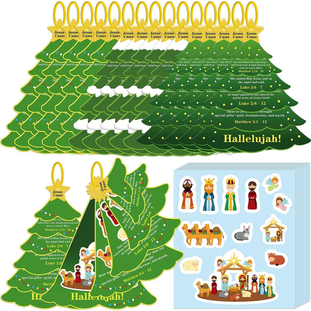 27Sets Christmas Crafts Nativity DIY Christmas Tree Stickers Play Set VBS Rel…