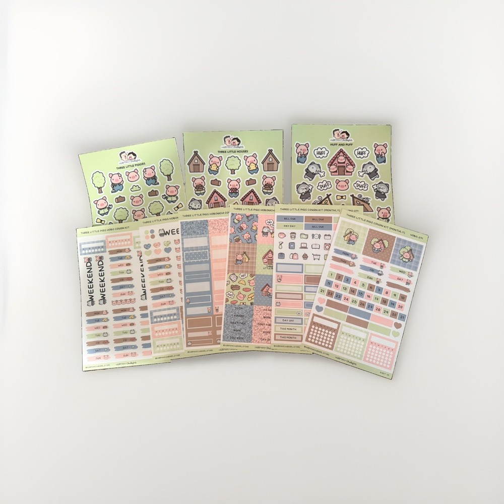 Hubman & Chubgirl | Three Little Pigs Planner Sticker Kit Hobonichi Cousin
