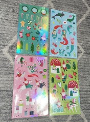 Unknown Brand Holographic Stickers 4 sheets Gnomes Mermaids Christmas Trees Dolp