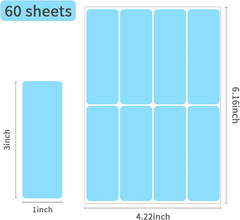 480 Pcs Removable Colored Label Sticker, 3 X 1 Inch Blank Rectangle File Folder