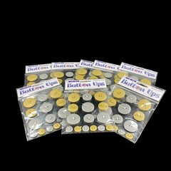 8 pks Sticko Button Photo Safe Adhesive GOLD & SILVER Buttons Scrapbook Stickers