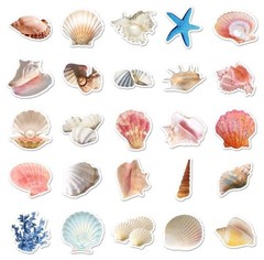20pcs Shellfish Ocean Style Stickers Journal Laptop Cup Refrigerator Scrapbooks