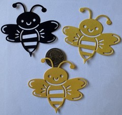 HAPPY BUMBLEBEE Die-Cut Embellishments(3pcs)Bugs•Flying•Wing•Insect•Card Making•