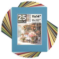 Photo Mat Board 11×14 for 8×10 Pictures – 4-ply Acid Free Mixed Color Mats