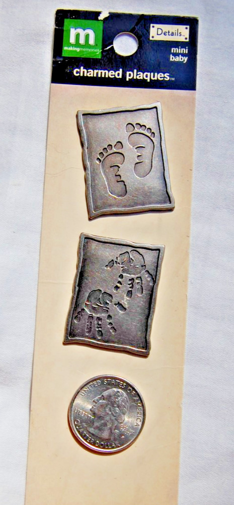 making memories charmed plaques BABY footprint handprint metal stickers cute