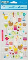 35 pc Vintage Sticko Classic Paper stickers COCKTAILS theme 49730 FAST FREE ship