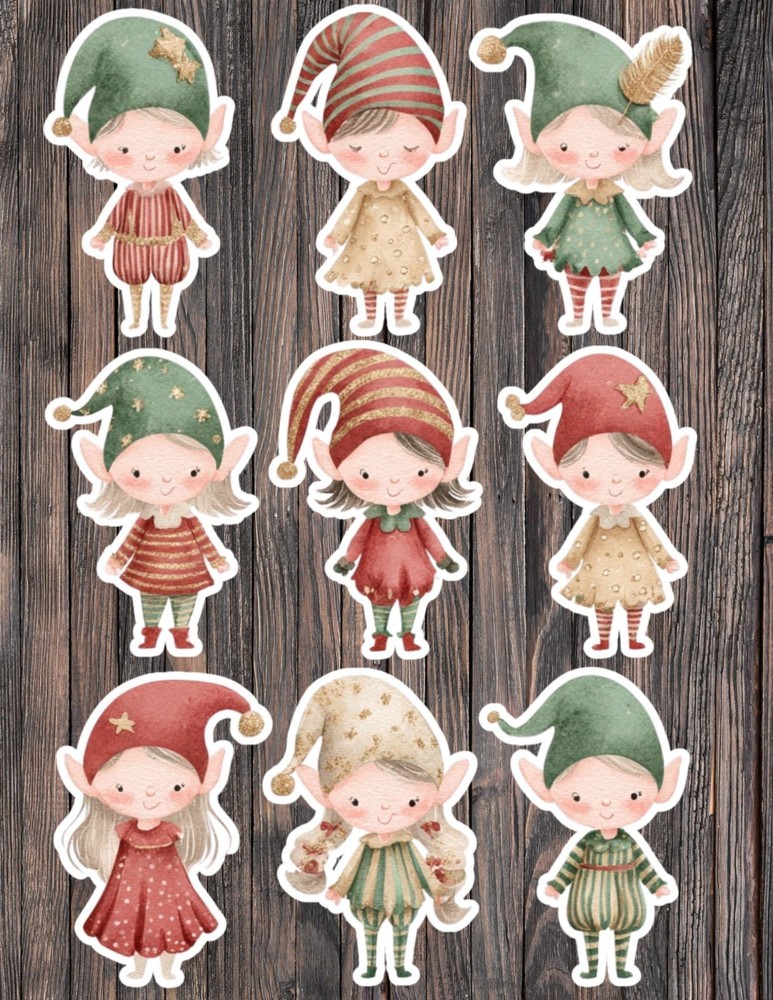 Christmas Elf Die Cut Vinyl Stickers Scrapbooking Laptop Waterbottle