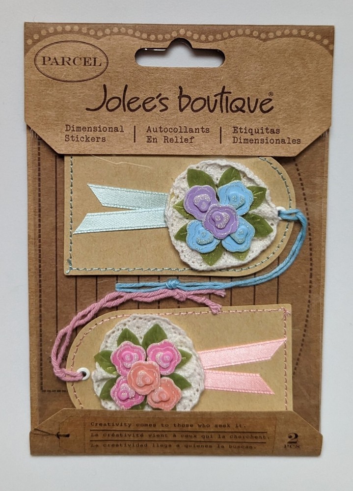RARE Jolee’s Parcel Bouquet Tags Flowers Lace Doilies Scrapbooking Stickers