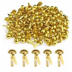 300 Mini Brads, 16x8mm Brass-Plated Metal Fasteners for Crafts and Scrapbooking