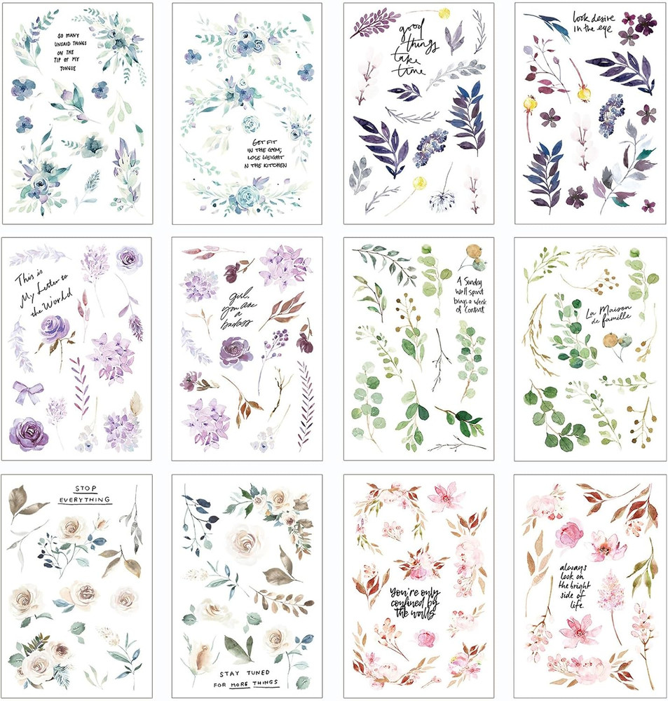 12 Sheets Rub on Transfers for Crafts Furniture Rub on Transfers Stickers