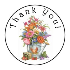 30 THANK YOU FLOWERS CHICKEN FAVOR 1.5 INCH LABELS ROUND STICKERS
