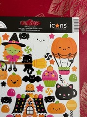 NEW HEY PUMPKIN WITCH CANDY HOUSE HALLOWEEN SO CUTE 12″ CARDSTOCK ICON STICKERS