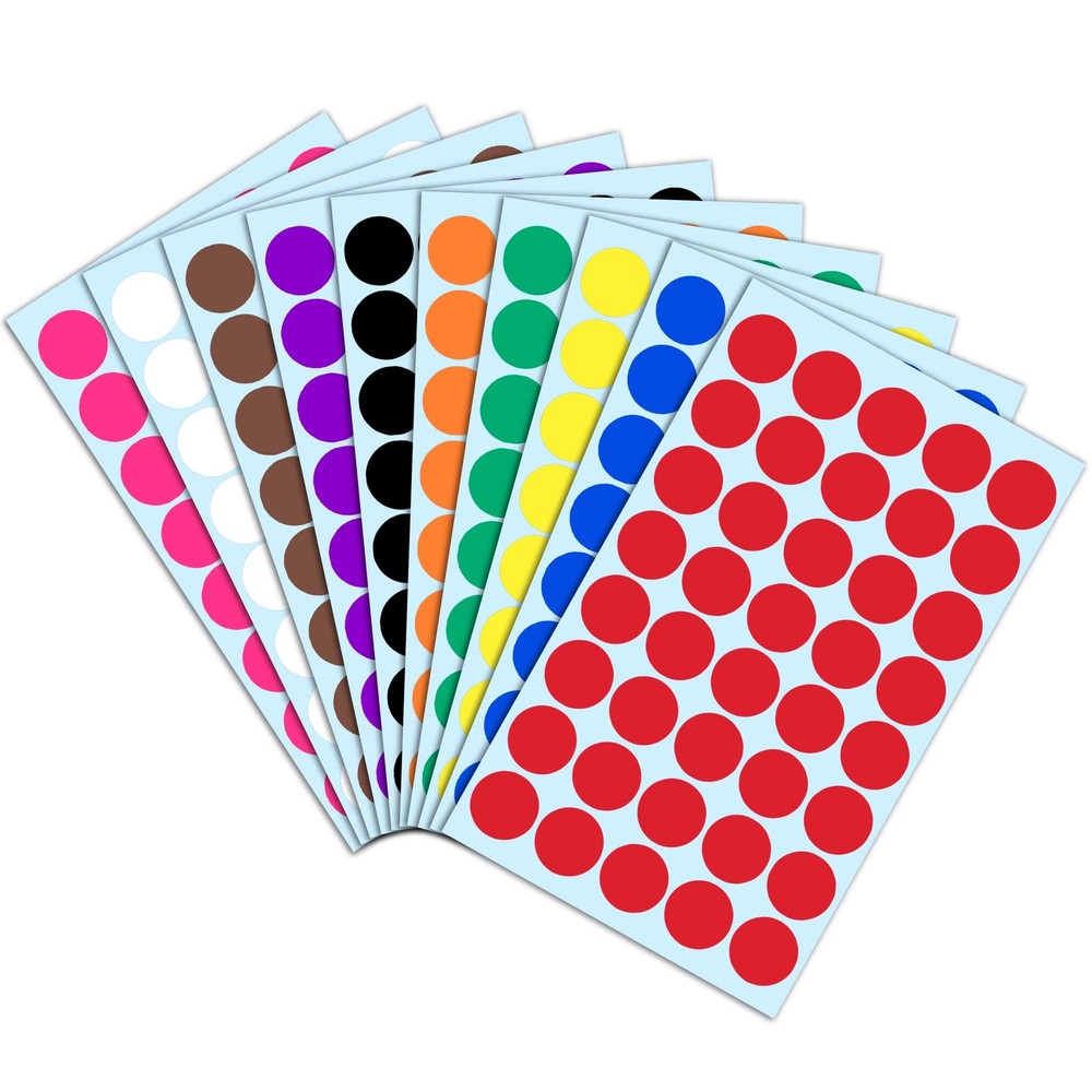 2000 Round Dot Stickers 3/4″ – 10 Colors Assorted Labels for Organizing