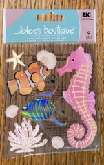 Jolees SEA CREATURES beach Ocean Coral Sea Horse Star Fish Shell Snorkel Sticker