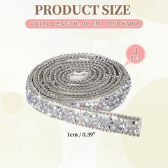 3Rolls Self Adhesive Resin Rhinestone Strips for Crafts Silver AB