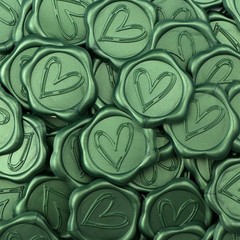 50Pcs Heart Wax Seal stickers Pine Green Self Adhesive Envelope Seal Stickers